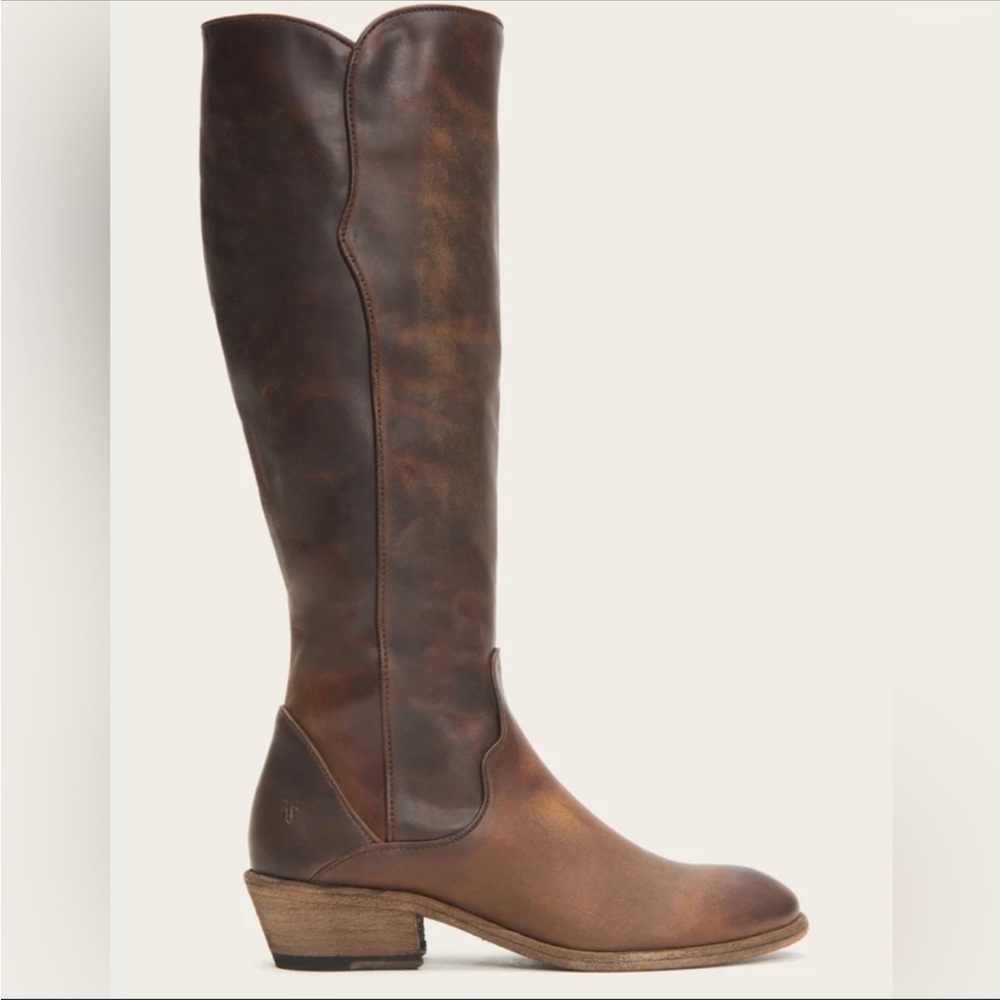 Frye Carson Piping Tall Wide Calf Leather Boots